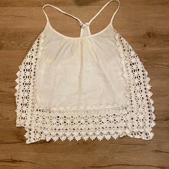 Rip Curl Tops - Rip Curl White Lace Trim Tank Top